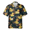 Ducky Ducking Unisex Hawaiian Shirts, Funny Duck Summer Aloha Beach Shirt, Animal Lover Pattern Button Down Short Sleeve Shirts