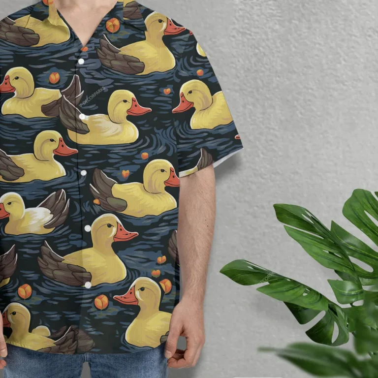 Ducky Ducking Unisex Hawaiian Shirts, Funny Duck Summer Aloha Beach Shirt, Animal Lover Pattern Button Down Short Sleeve Shirts