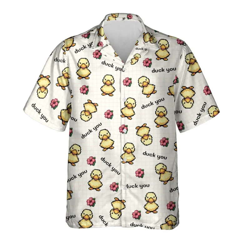 Duck You Unisex Hawaiian Shirts, Funny Duck Quote Summer Aloha Beach Shirt, Animal Lover Pattern Button Down Short Sleeve Shirts
