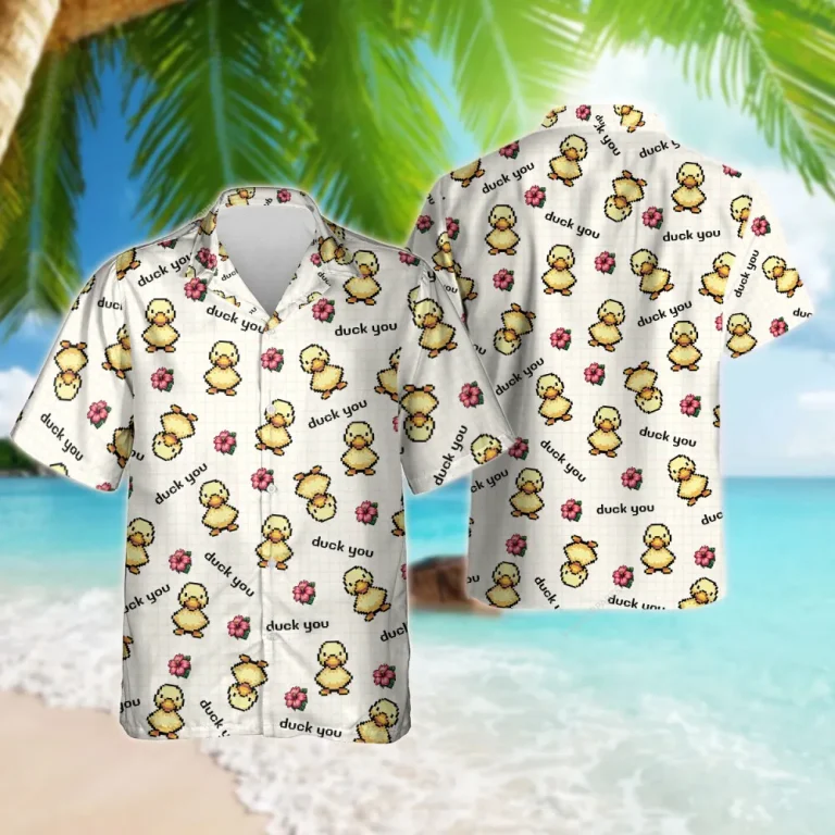 Duck You Unisex Hawaiian Shirts, Funny Duck Quote Summer Aloha Beach Shirt, Animal Lover Pattern Button Down Short Sleeve Shirts