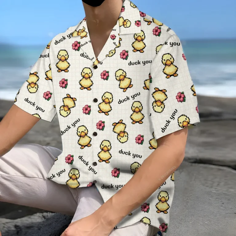 Duck You Unisex Hawaiian Shirts, Funny Duck Quote Summer Aloha Beach Shirt, Animal Lover Pattern Button Down Short Sleeve Shirts