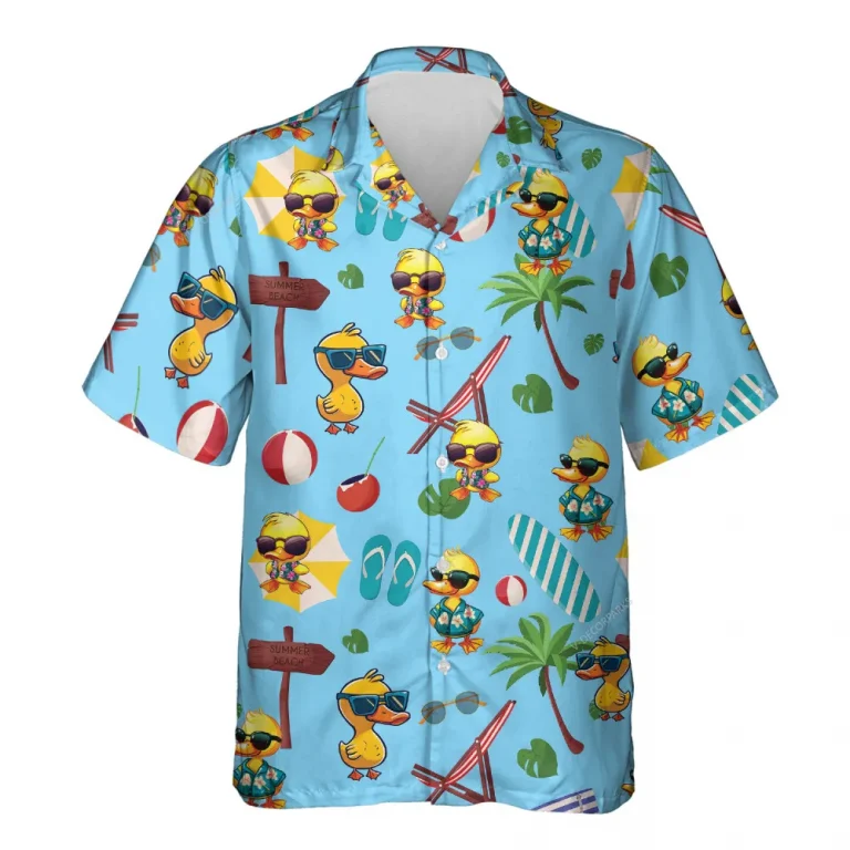 Duck Sport Unisex Hawaiian Shirts, Funny Duck Trip Summer Aloha Beach Shirt, Animal Lover Pattern Button Down Short Sleeve Shirts