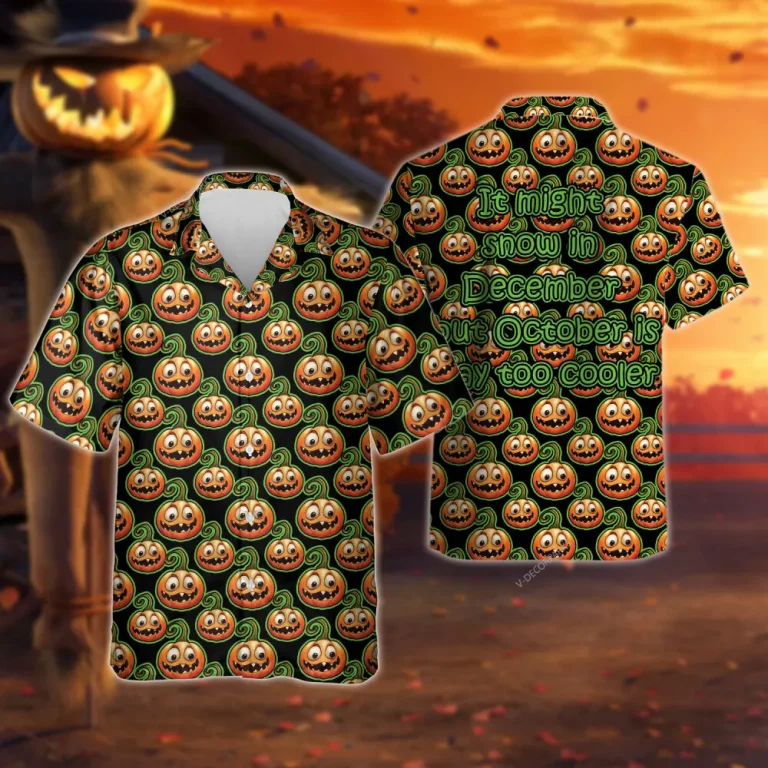 Funny Halloween Pumpkin Hawaiian Shirt For Men Women, Scary Pumpkin Halloween Aloha Button Down Short Sleeve Shirt, Halloween Hawaiian Style Shirts