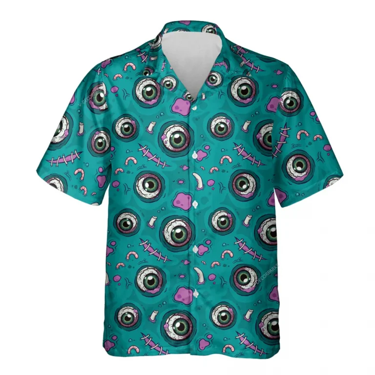 Spooky Eyes Hawaiian Shirt For Men Women, Scary Eyes Halloween Aloha Button Down Short Sleeve Shirt, Halloween Eyeballs Style Shirts