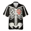Skeleton Halloween Hawaiian Shirt For Men Women, Halloween Skeleton Footprint Aloha Button Down Short Sleeve Shirt, Halloween Hawaiian Style Shirts