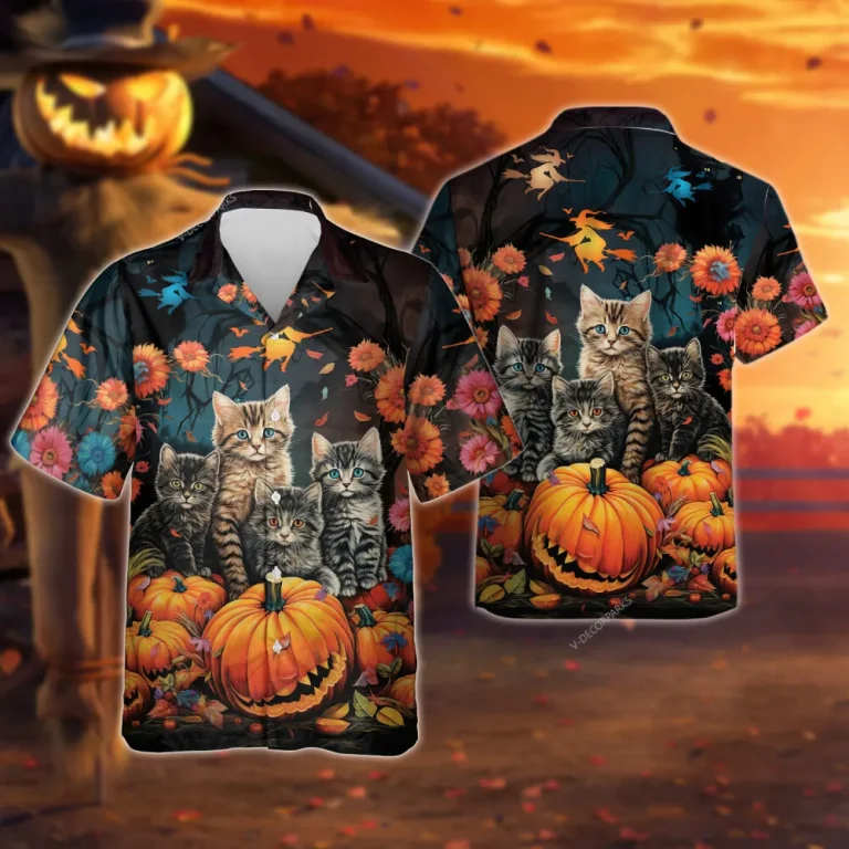 Skeleton Witch Hawaiian Shirt For Men Women, Witch Pumpkin Halloween Aloha Button Down Short Sleeve Shirt, Halloween Hawaiian Style Shirts