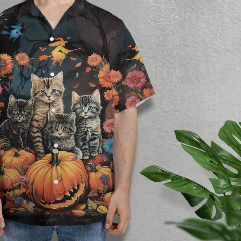 Skeleton Witch Hawaiian Shirt For Men Women, Witch Pumpkin Halloween Aloha Button Down Short Sleeve Shirt, Halloween Hawaiian Style Shirts