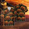 Scary Pumpkin Hawaiian Shirt For Men Women, Pumpkin Halloween Aloha Button Down Short Sleeve Shirt, Halloween Horror Unisex Hawaiian Shirts