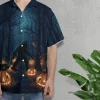 Bigfoot Unisex Hawaiian Shirts, Halloween Sasquatch Aloha Beach Shirt, Horror Pumpkin Pattern Button Down Short Sleeve Shirts