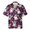 Beer Ghost Unisex Hawaiian Shirts, Halloween Funny Ghost Aloha Beach Shirt, Horror Movies Pattern Button Down Short Sleeve Shirts