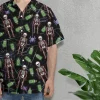 Spooky Skeleton Unisex Hawaiian Shirts, Halloween Skeleton Aloha Beach Shirt, Deadly Poison Pattern Button Down Short Sleeve Shirts
