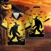Bigfoot Wears Witch's Hat Hawaii Shirt For Men, Halloween Flying Bats Aloha Shirt, Spooky Forest Printed Men's Button Down Top, Bigfoot Costume