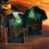 Bigfoot Family Hawaiian Shirts For Men, Halloween Father And Son Hawaiian Shirt, Creepy Button Up Short Sleeves, Deep Dark Forest Printed Costume