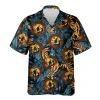 Bigfoot Carved Pumpkin Hawaiian Shirts For Men, Halloween Mysterious Creature Aloha Shirt, Men's Button Up Short Sleeves, Lantern Costume