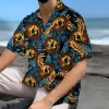 Bigfoot Carved Pumpkin Hawaiian Shirts For Men, Halloween Mysterious Creature Aloha Shirt, Men's Button Up Short Sleeves, Lantern Costume