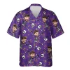 Personalized Face Unisex Aloha Shirt, Skeleton Party Hawaiian Shirt, Bone Printed Men's Button Up Short Sleeve, Custom Halloween Costume