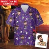 Personalized Face Unisex Aloha Shirt, Skeleton Party Hawaiian Shirt, Bone Printed Men's Button Up Short Sleeve, Custom Halloween Costume