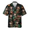 Halloween Custom Face With Skeleton Hawaiian Shirts For Men, Tropical Aloha Shirt, Unisex Button Up Short Sleeve, Halloween Personalized Costume