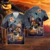 Pug Wears Witch Hat Hawaiian Shirts For Men Women, Funny Pet Printed Hawaii Shirt, Burial Ground Men's Button Up Short Sleeves, Witch Costume