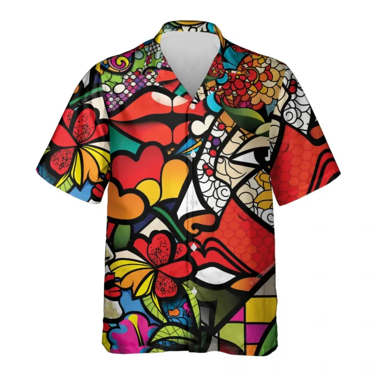 Psychedelic Hawaiian Shirt For Men Women, Psychedelic Magic Hawaiian Aloha Shirt, Vibrant Stained Glass Button Down Short Sleeves Shirt