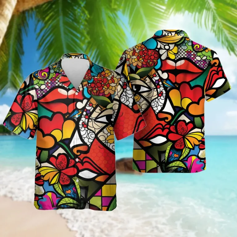 Psychedelic Hawaiian Shirt For Men Women, Psychedelic Magic Hawaiian Aloha Shirt, Vibrant Stained Glass Button Down Short Sleeves Shirt