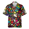 Psychedelic Flower Hawaiian Shirt For Men Women, Colorful Psychedelic Summer Aloha Beach Shirt,stained Glass Art Button Down Short Sleeves Shirt