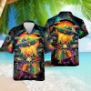 Psychedelic Hippie Hawaiian Shirt For Men Women, Psychedelic Skull Summer Aloha Beach Shirt, Ufo Button Down Short Sleeves Shirt