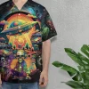 Psychedelic Hippie Hawaiian Shirt For Men Women, Psychedelic Skull Summer Aloha Beach Shirt, Ufo Button Down Short Sleeves Shirt