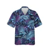 Tropical Motorbike Unisex Hawaiian Shirts, Motocycle Leaf Aloha Beach Shirt, Biker Crew Button Down Short Sleeve Shirts