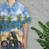 Tropical Beach Motorbike Unisex Hawaiian Shirts, Motobike Rider Aloha Beach Shirt, Biker Crew Button Down Short Sleeve Shirts