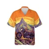 Mountain Motorbike Unisex Hawaiian Shirts, Off Road Motobike Aloha Beach Shirt, Biker Crew Button Down Short Sleeve Shirts