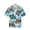 Tropical Motorbike Unisex Hawaiian Shirts, Motobike Palm Tree Aloha Beach Shirt, Biker Crew Button Down Short Sleeve Shirts