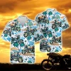 Tropical Motorbike Unisex Hawaiian Shirts, Motobike Palm Tree Aloha Beach Shirt, Biker Crew Button Down Short Sleeve Shirts