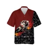 Fire Motorbike Unisex Hawaiian Shirts, Motobike Racing Summer Aloha Beach Shirt, Biker Crew Button Down Short Sleeve Shirts