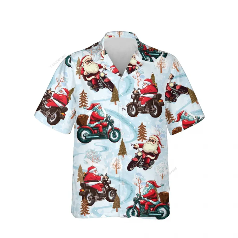 Tropical Motorbike Unisex Hawaiian Shirts, Motocycle Leaf Aloha Beach Shirt, Biker Crew Button Down Short Sleeve Shirts