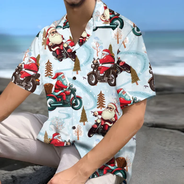 Tropical Motorbike Unisex Hawaiian Shirts, Motocycle Leaf Aloha Beach Shirt, Biker Crew Button Down Short Sleeve Shirts