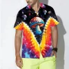 Psychedelic Magic Mushroom Hawaiian Shirt For Men Women, Trippy Mushroom Summer Aloha Beach Shirt, Tie Dye Hippie Button Down Short Sleeves Shirt