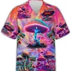 Hippie Mushroom Hawaiian Shirts For Men Women, Trippy Mushroom Button Down Hawaiian Shirts, Magic Mushroom Shirt, Summer Beach Shirt