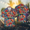 Colorful Mushroom Hawaiian Shirts For Men, Mushroom Pattern Shirts, Tropical Printed Shirts, Hippie Mushroom Casual Button Down Short Sleeve Shirts