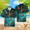 Pirate Life Hawaiian Shirts, Mythical Creatures Octopus Summer Beach Shirts, 3d Octopus Shirt, Pirate Skull Button Down Hawaiian Shirts Short Sleeve