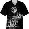 Tentacles Hawaiian Shirts For Men, Mysterious Moon Night Hawaiian Shirt, Mythical Creatures Casual Button Down Mens Hawaiian Shirts Short Sleeve