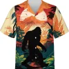 Mythical Bigfoot Tropical Sunset Hawaiian Shirts For Men, Bigfoot Sasquatch Button Down Mens Hawaiian Shirts, Summer Beach Shirt, Bigfoot Aloha Shirt