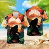 Mythical Bigfoot Tropical Sunset Hawaiian Shirts For Men, Bigfoot Sasquatch Button Down Mens Hawaiian Shirts, Summer Beach Shirt, Bigfoot Aloha Shirt