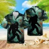 Mysterious Bigfoot In The Forest Hawaiian Shirts For Men, Bigfoot Casual Button Down Short Sleeve Shirt, Bigfoot Shirt, Sasquatch Shirt, Beach Shirt