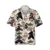 Japan Samurai Warrior Hawaiian Shirts For Men Women, Samurai Summer Aloha Beach Shirt, Floral Button Down Short Sleeve Shirts Gifts For Men