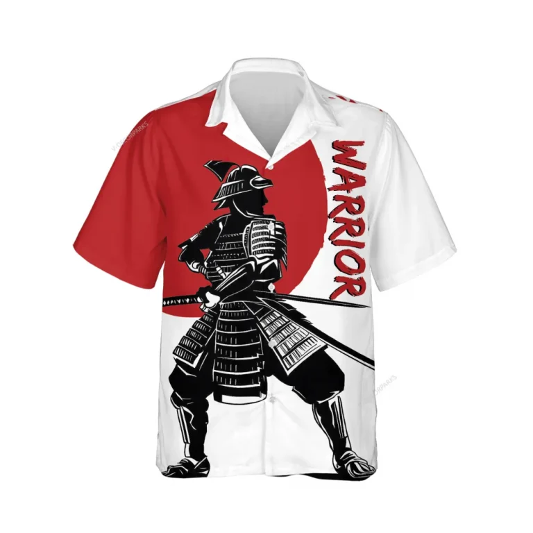 Japanese Samurai Hawaiian Shirts For Men Women, Samurai Warrior Aloha Beach Shirt, Japan Pride Button Down Short Sleeve Shirts Gifts For Men