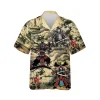 Samurai Armor Unisex Hawaiian Shirts, Samurai General Aloha Beach Shirt, Warrior Button Down Short Sleeve Shirts Gifts For Men