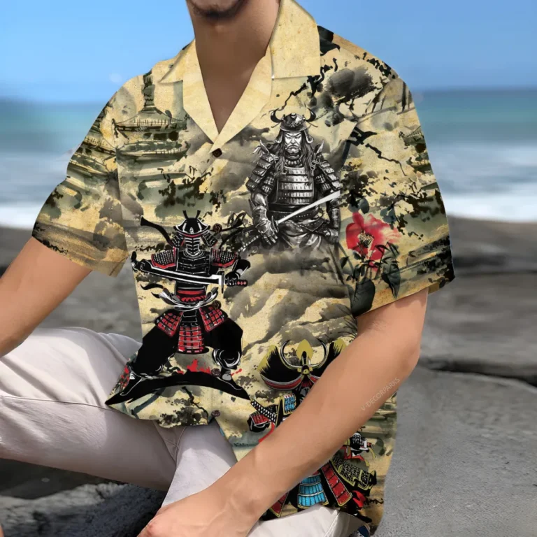 Samurai Armor Unisex Hawaiian Shirts, Samurai General Aloha Beach Shirt, Warrior Button Down Short Sleeve Shirts Gifts For Men