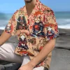 Funny Samurai Cat Unisex Hawaiian Shirts, Samurai Pet Aloha Beach Shirt, Warrior Button Down Short Sleeve Shirts Gifts For Men