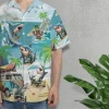 Funny Shark Vacation Unisex Hawaiian Shirts, Wild Shark Surfing Aloha Beach Shirt, Ocean Animals Pattern Button Down Short Sleeve Shirts